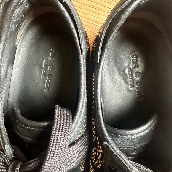 Rag and Bone women’s RB Army low top sneaker, studded leopard, black gold, 38.5 - Picture 6 of 13